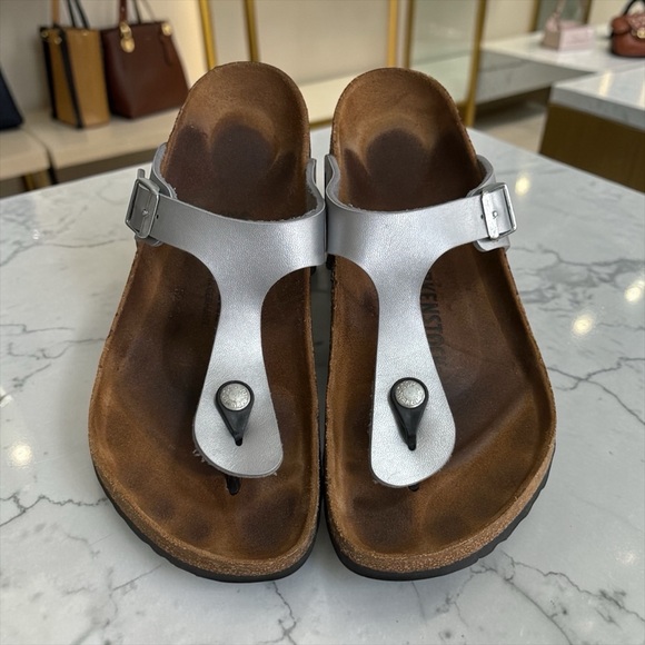 Birkenstock Shoes - Birkenstock Silver Women’s Toe-Post Sandals! Size 9 / 9.5 / 40 (EUR)